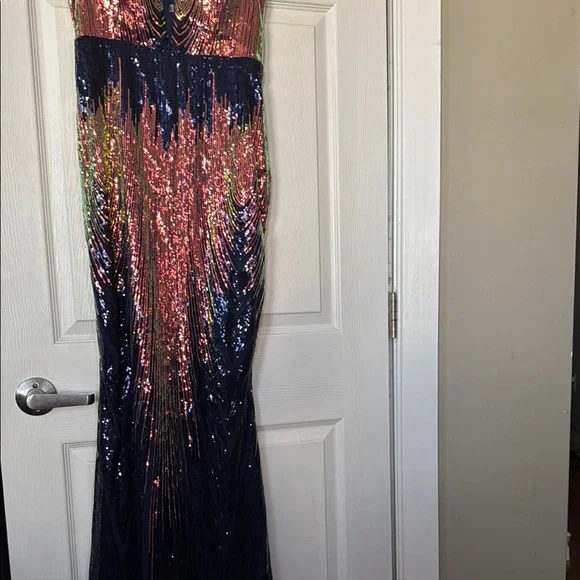 Multicolor Sequin Dress with Spaghetti Straps - Picture 3 of 16